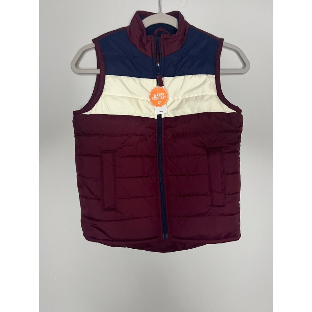 The Children's Place Boys Redwood Colorblock Puffer Vest Size Medium 7/8 NWT